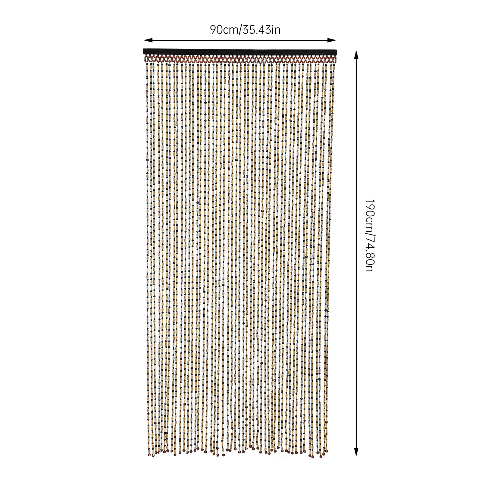 Retro Bamboo Wood Beaded Curtain Tassel Door Curtain 190*90cm(74.8*35.43inch)