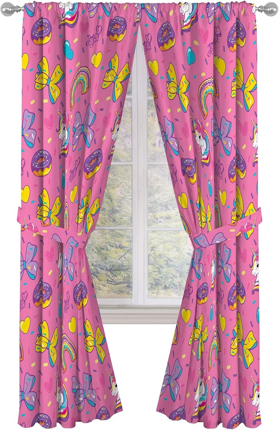 JoJo Siwa Window Curtain Panels 42″ X 84″ – Pink Drapes Unicorns Rainbows Girls