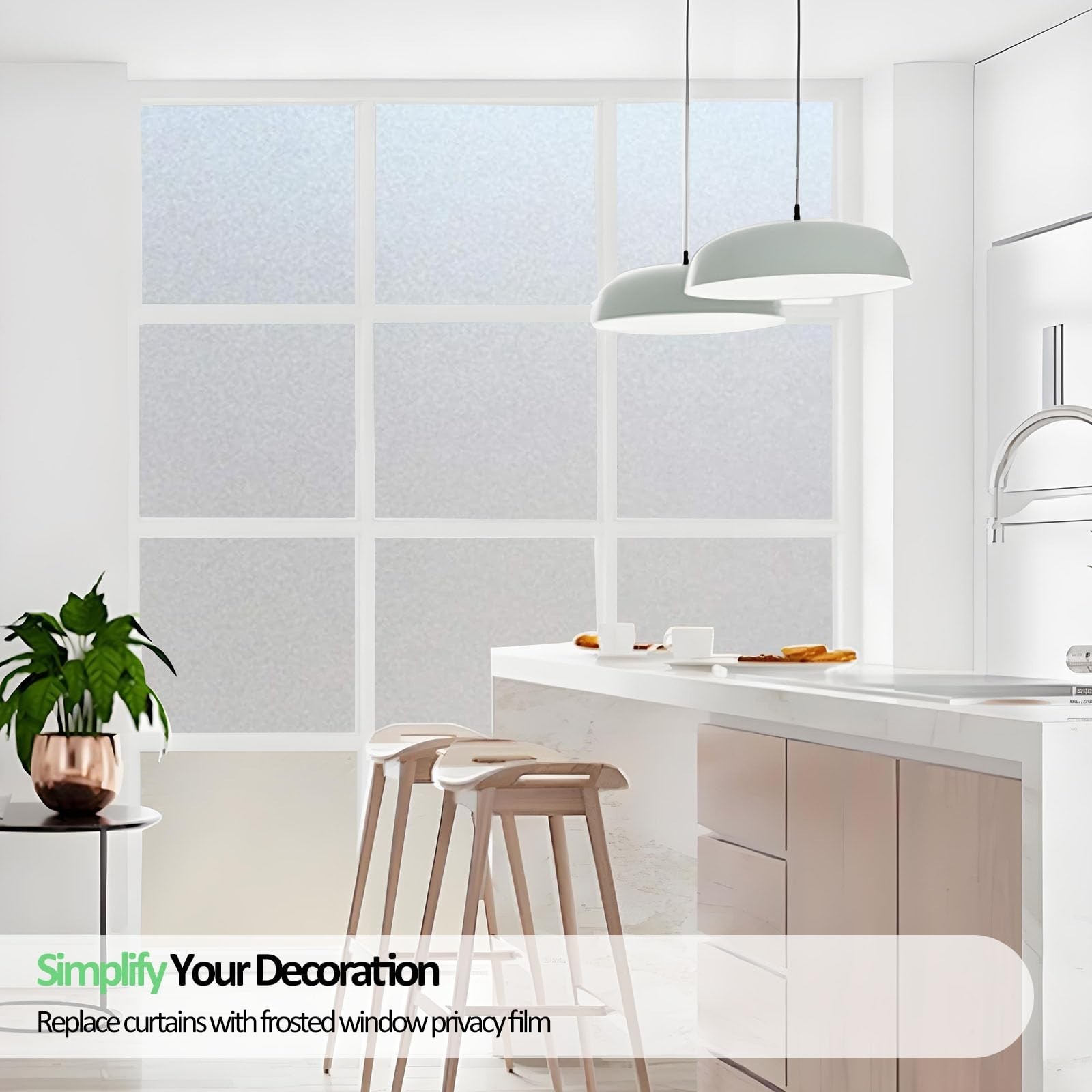 Frosted Glass Window Privacy Film Removable Heat Blocking UV Protection Stati…