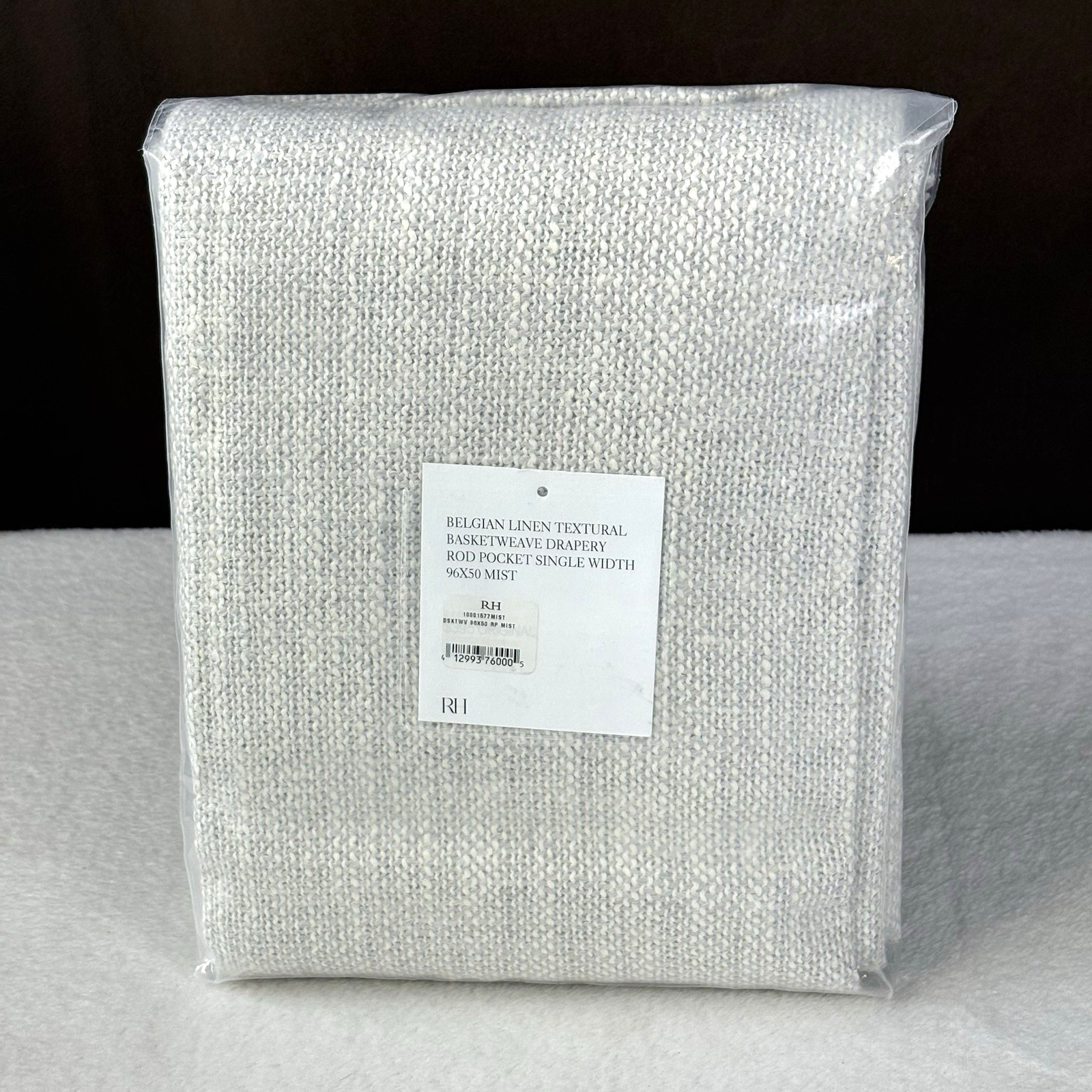 Restoration Hardware Belgian Linen Basketweave Gray Mist 96×50 Drapery Curtain