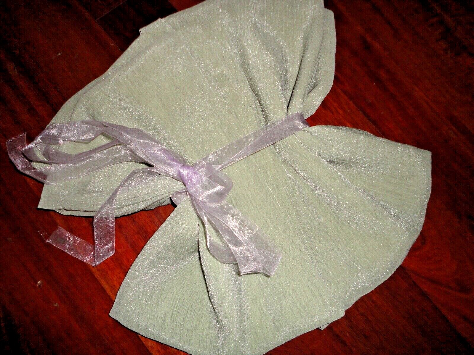 CROSCILL RICE PAPER SHIMMER GREEN (2) SHORT SEMI SHEER PANELS 44 X 65