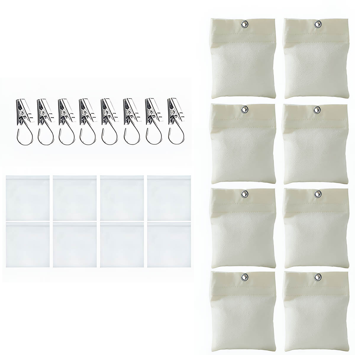 8 Pack 15 Oz Curtain Bottom Weight Gain Bag with Fixing Clip for Gazebo Curtains