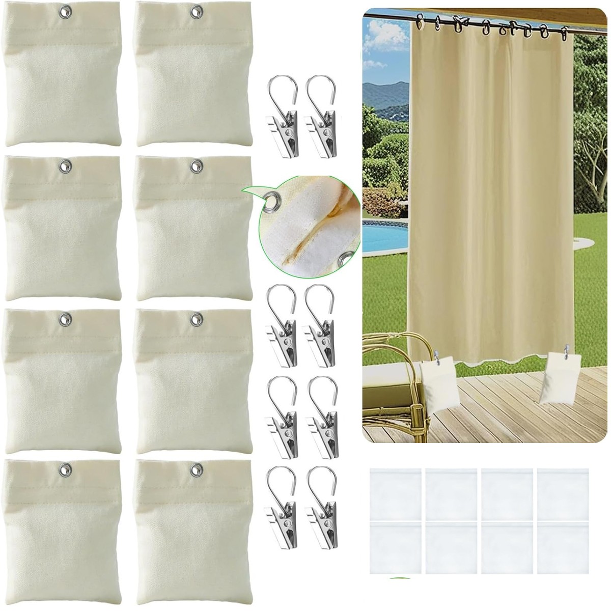 8Pcs Curtain Weights 16oz Curtain Weights Bag 5* 6in each Drapery Bottom Sandbag