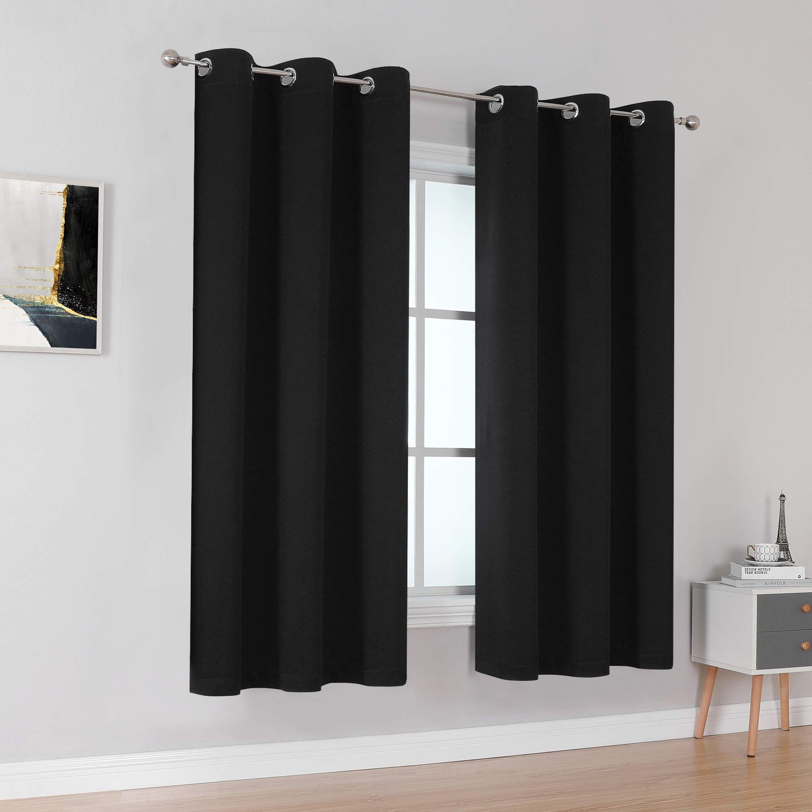 38 Inch Curtains- 2 Panels Blackout Thermal Insulating Small Curtain Panels G…