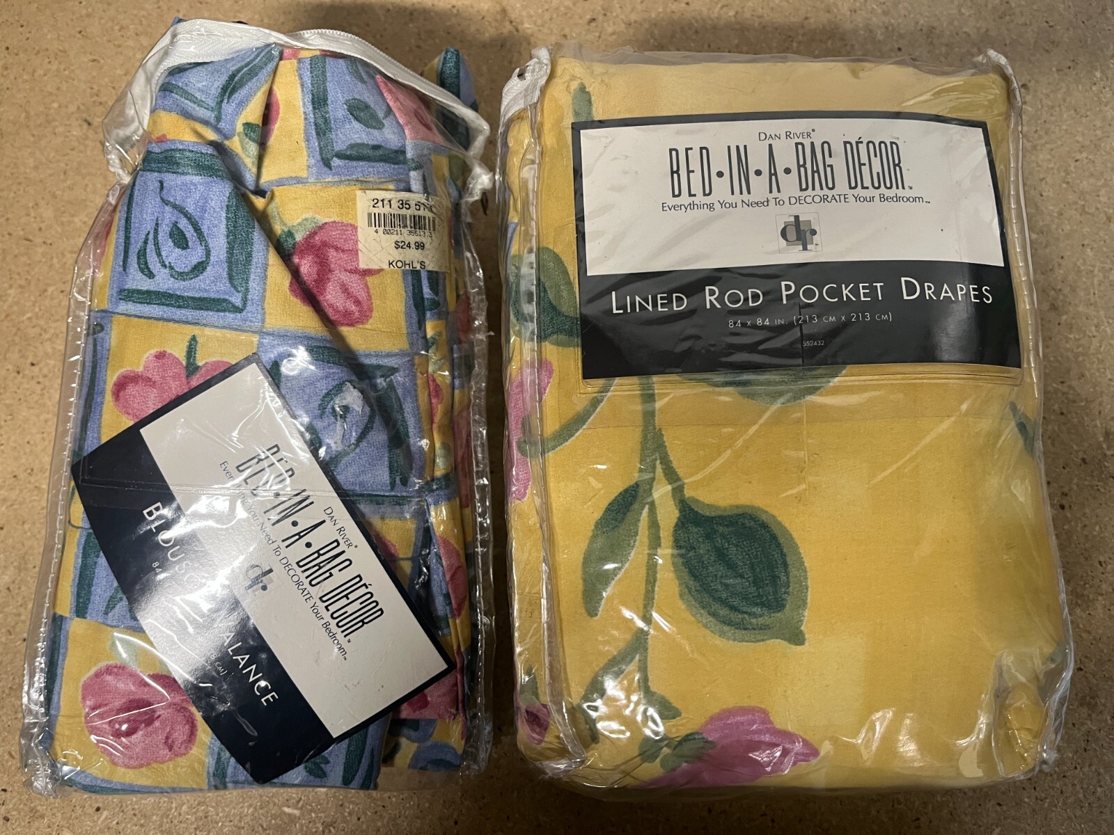 Dan River Lined Drapes Curtains 84×84 Provence Floral W/ Valence 84×15 C59