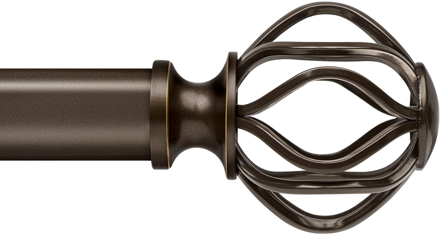 Adjustable Curtain Rod Heavy Duty Decorative Drapery Hardware Cage Finials