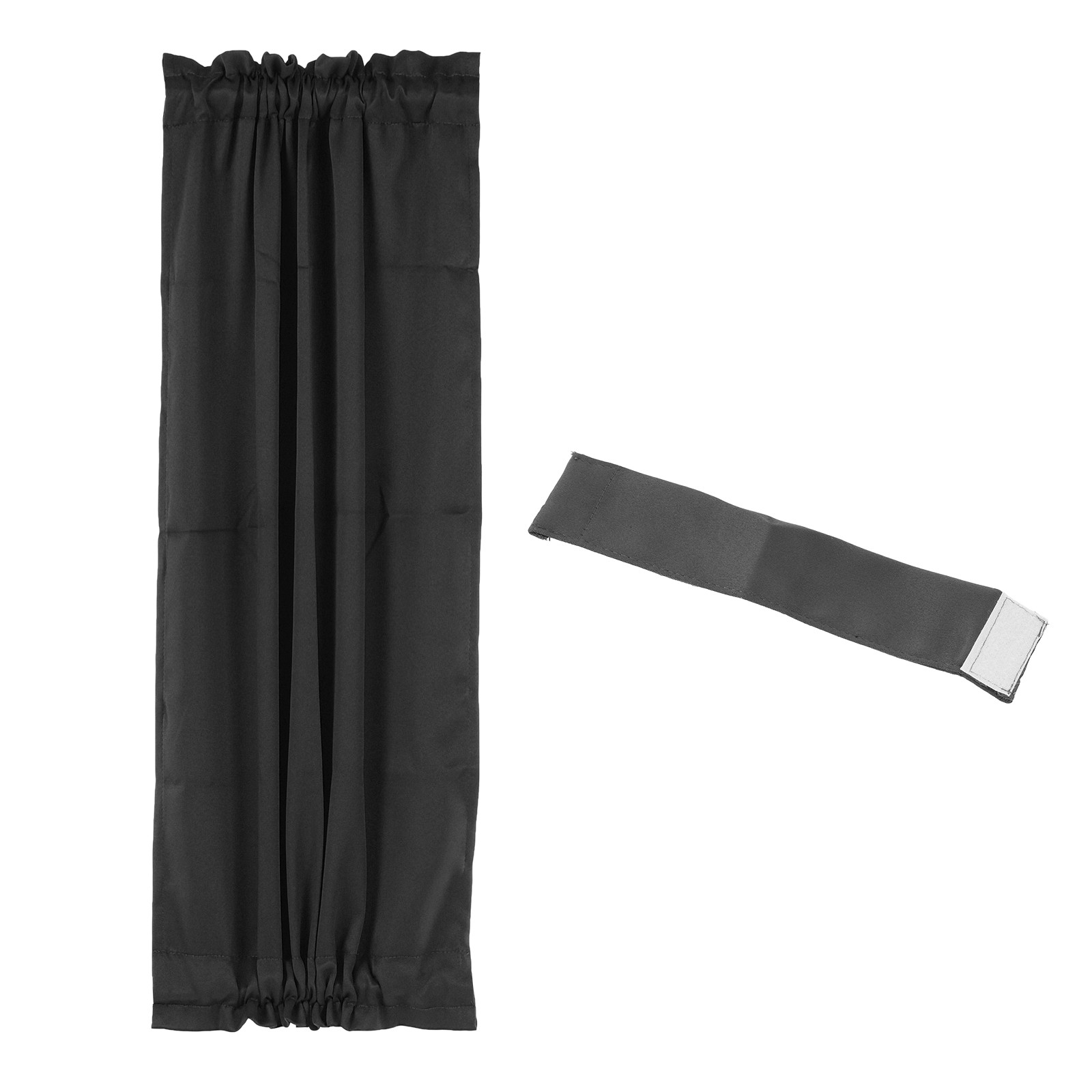 Black Thermal Insulated Blackout Door Curtain 25×40 Inch Adjustable Tie Back
