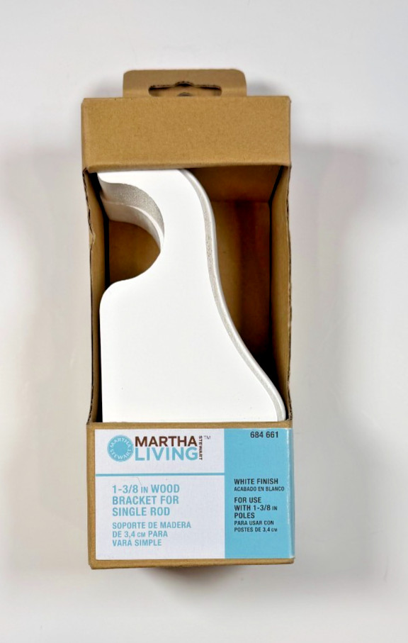 Martha Stewart Living Curtain Rod Bracket 684 661 1 3/8″ Wood Bracket Single Rod