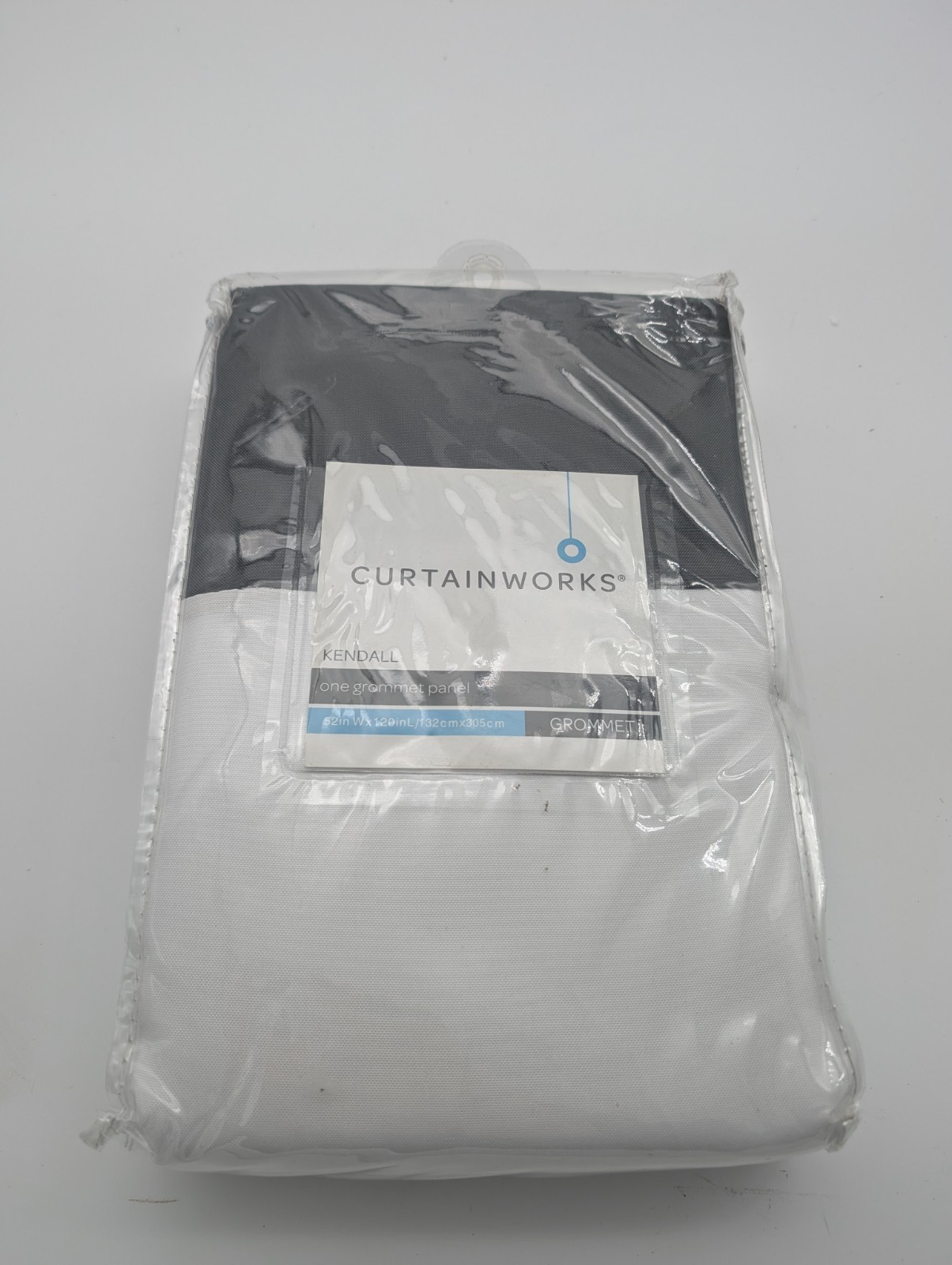 Curtainworks Kendall Color Block Grommet 1-Curtain Panel White 52×102 2-tone