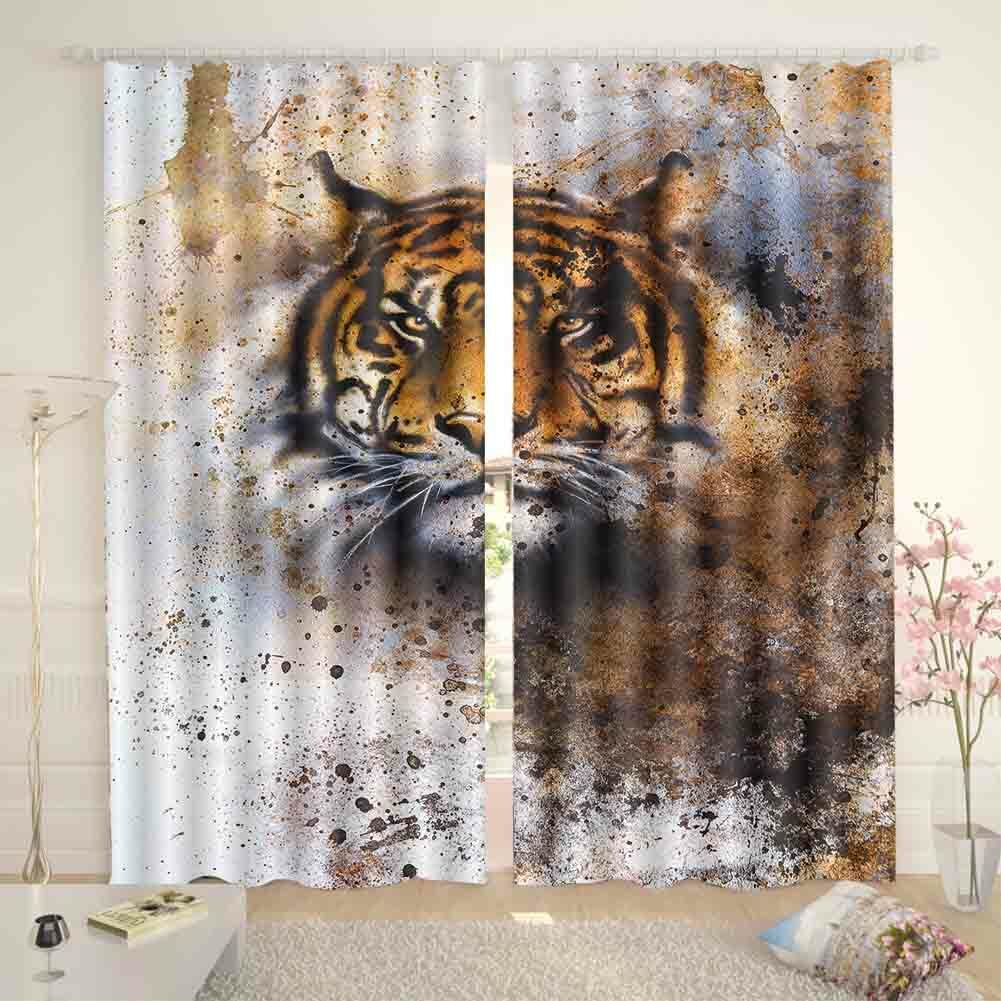 Tiger Nose Orange Teeth 3D Curtain Blockout Photo Printing Curtains Drape Fabric