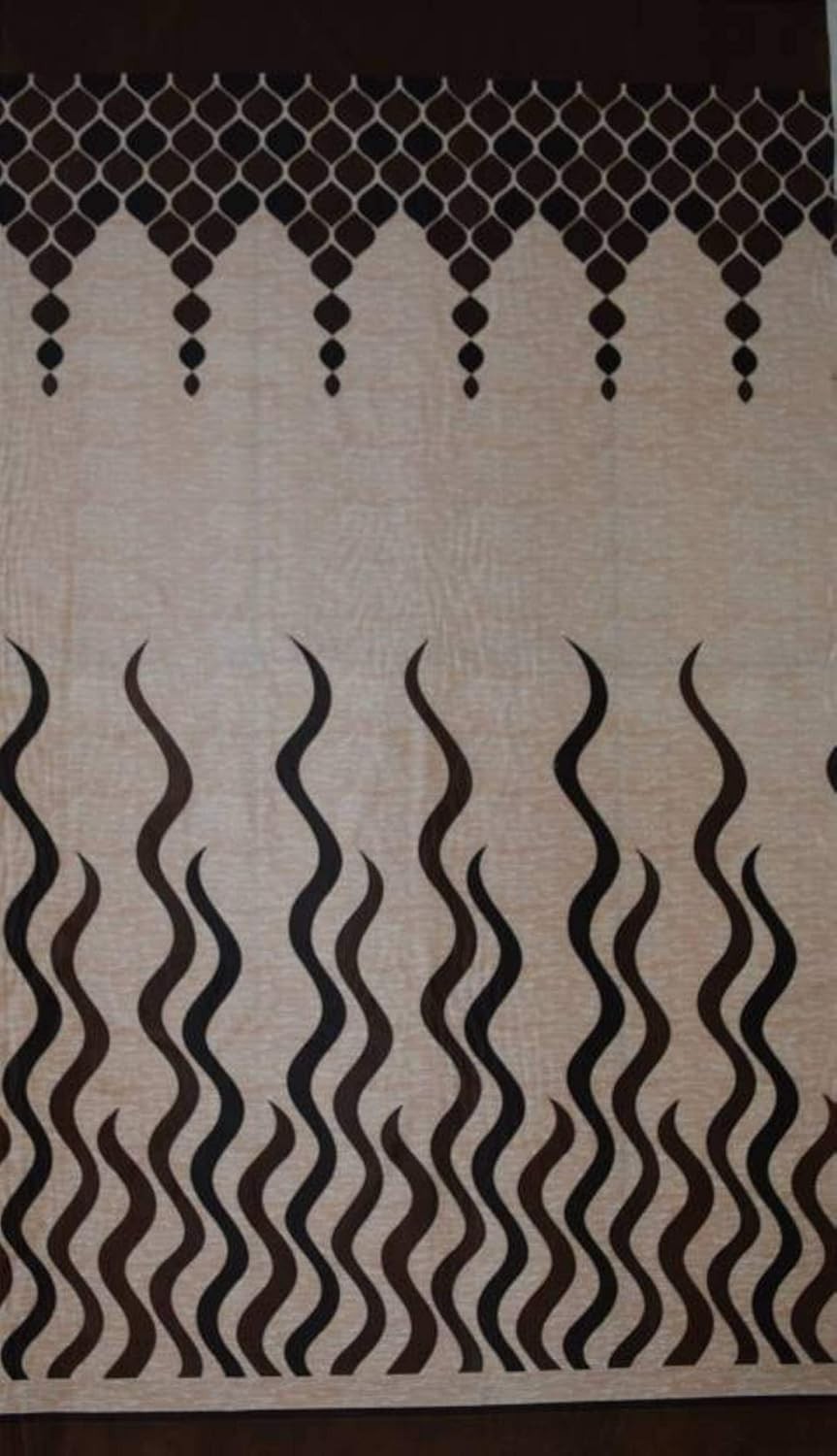 Home Decor Modern Wave Panel Polyester Curtains Windows 5 Feet Brown Pack Of 2