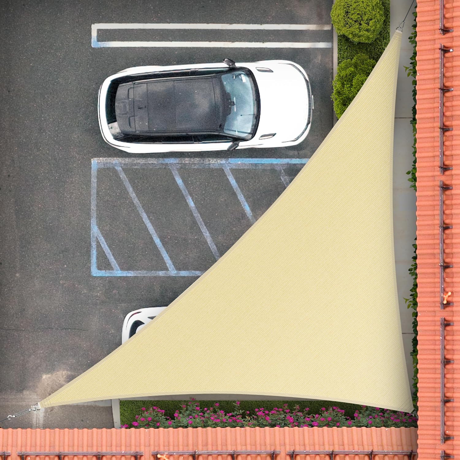 10′ X 10′ X 14′ Beige Right Triangle Sun Shade Sail RS-SLT, 95% UV Blockage, 200