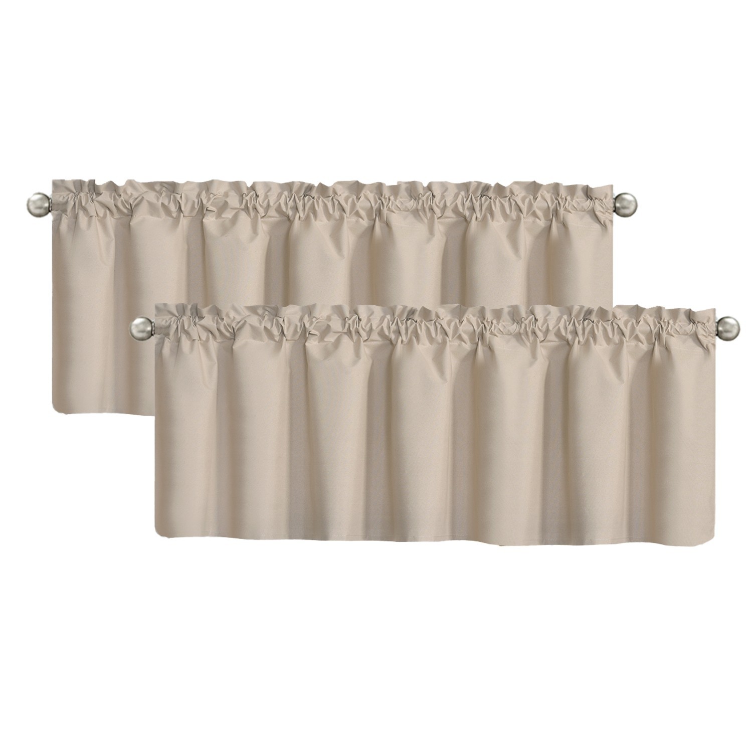 Blackout Window Valance Rod Pocket Curtains, Window Treatment 2 Panels, 39x20in