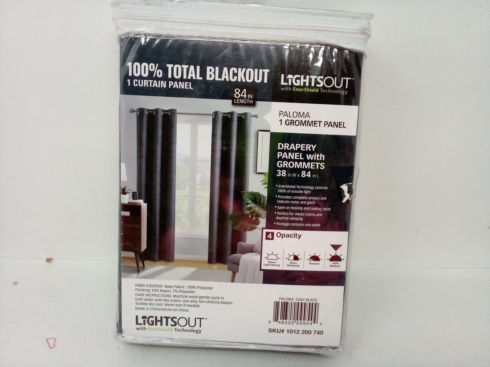 Paloma Black {38 in. W x 84 in. L} Grommet 100% Blackout Curtains (Single Panel)