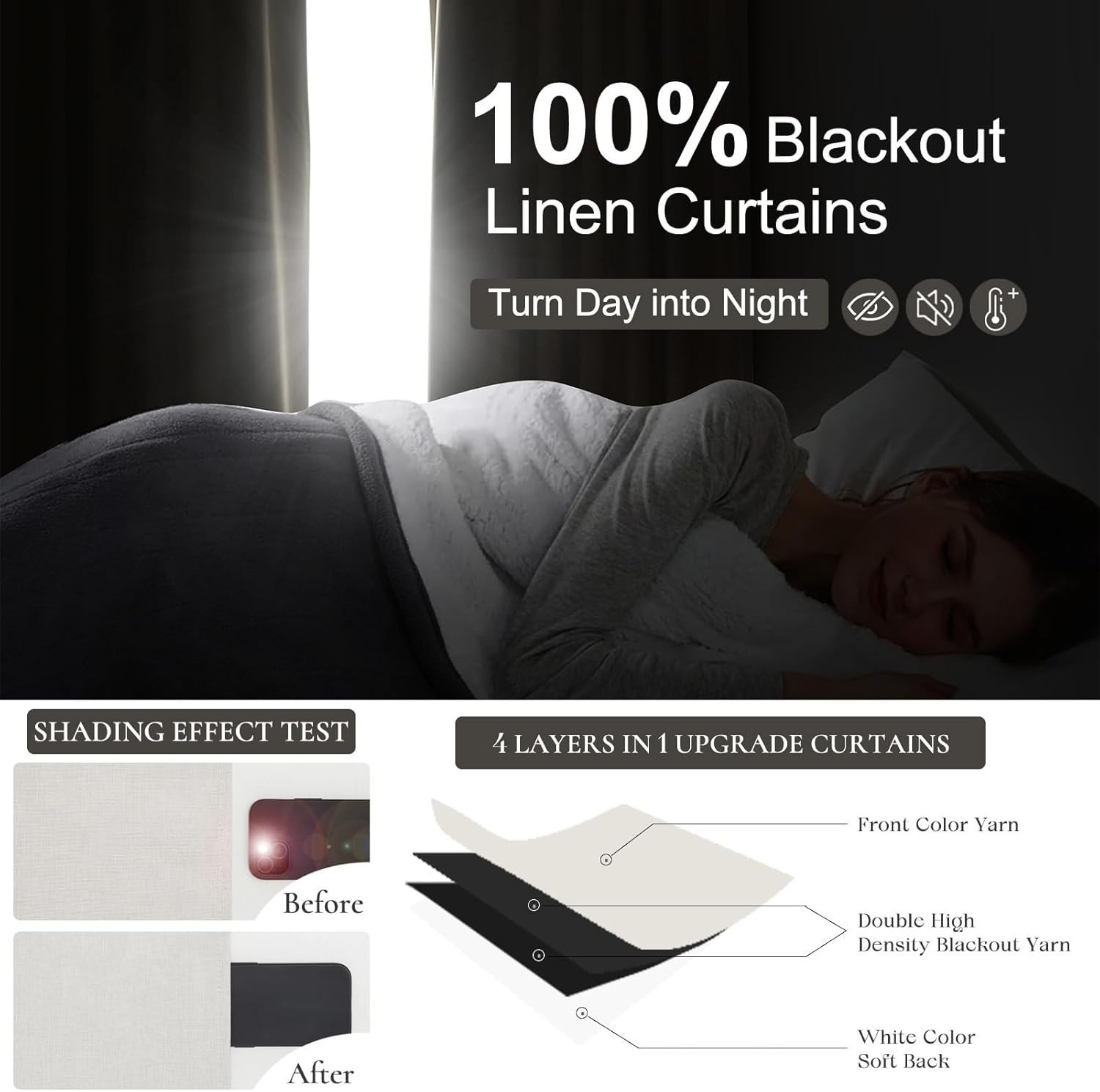 102″ Blackout Curtains, 2 Panels, Pinch Pleated, Beige Ivory, Modern Farmhouse