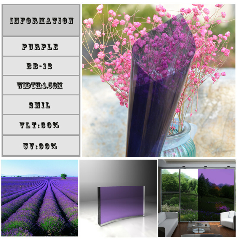 Purple Window Film PET House Glass Decorative Building Film Adhesive HOHOFILM