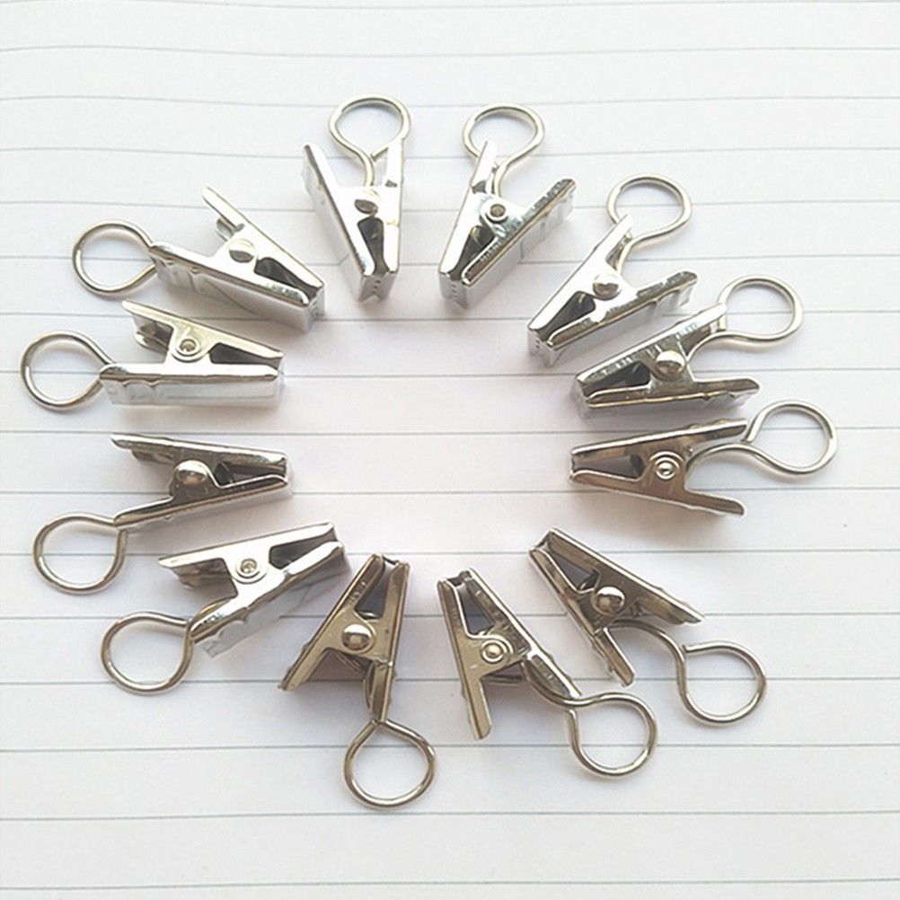 88Pcs Reusable Silver Curtain Loop Rings with Clip Iron Hooks for Drapery Use
