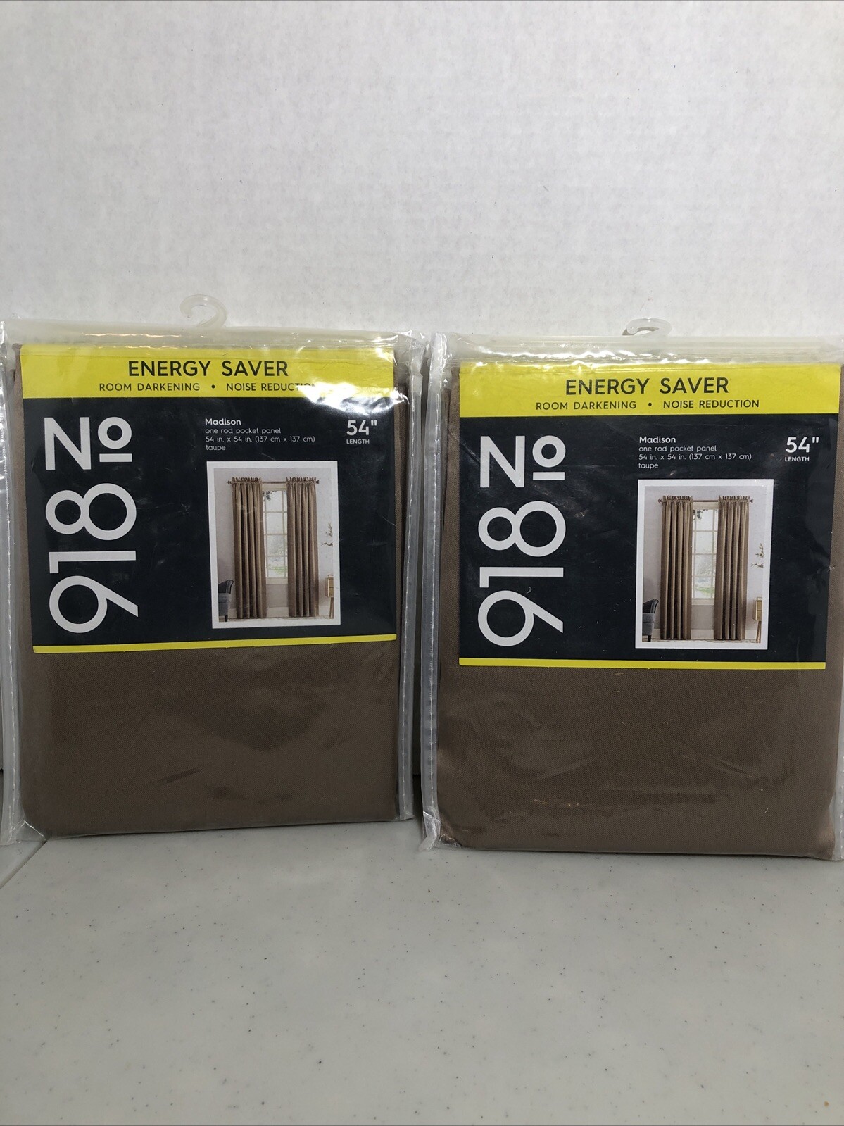 2￼ New Room Darkening Energy Saver Taupe Madison Curtains No 918 54”x 54”