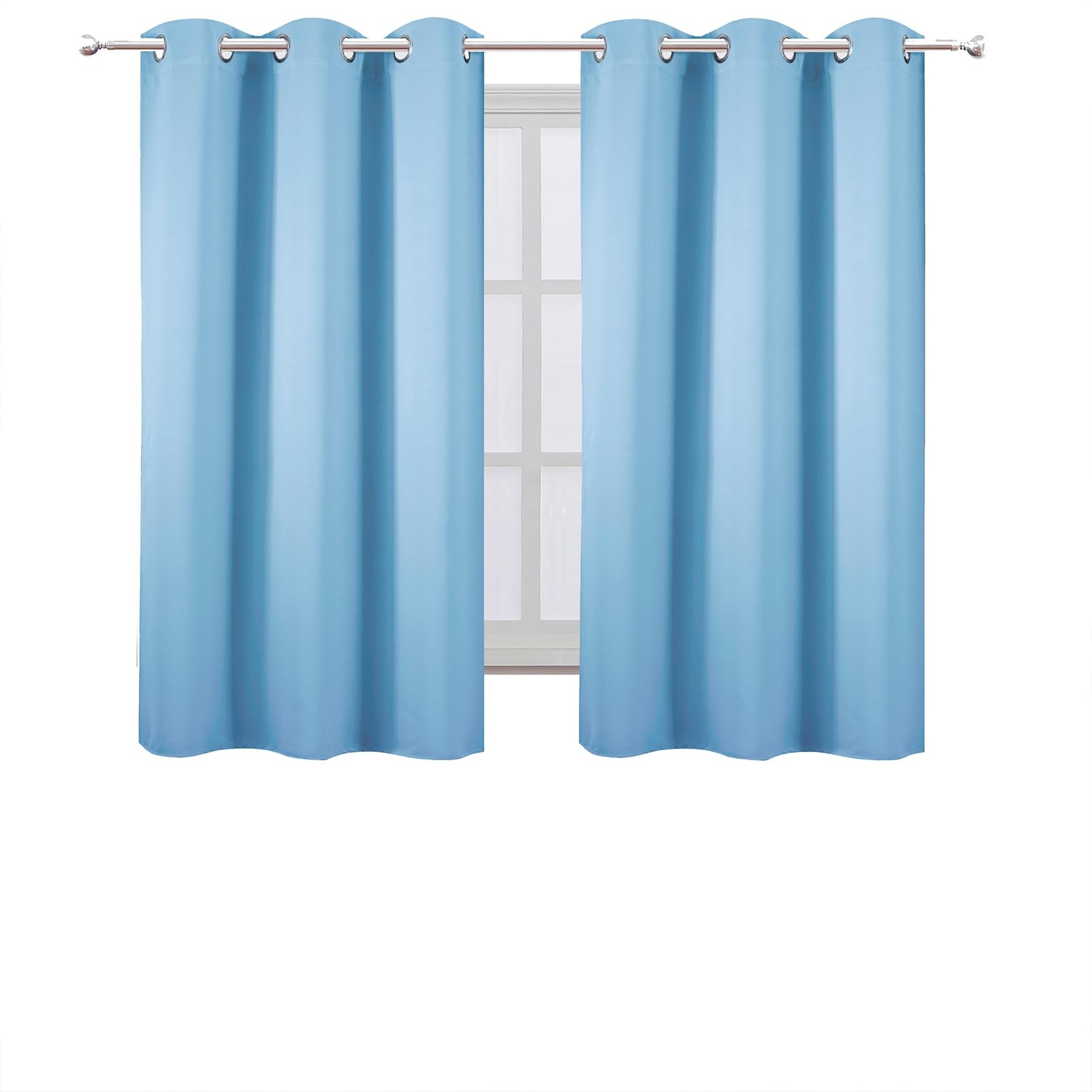 Sky Blue Blackout Curtains 34 x 54 Inch Length/Set of 2 Curtain Panels/Therma…