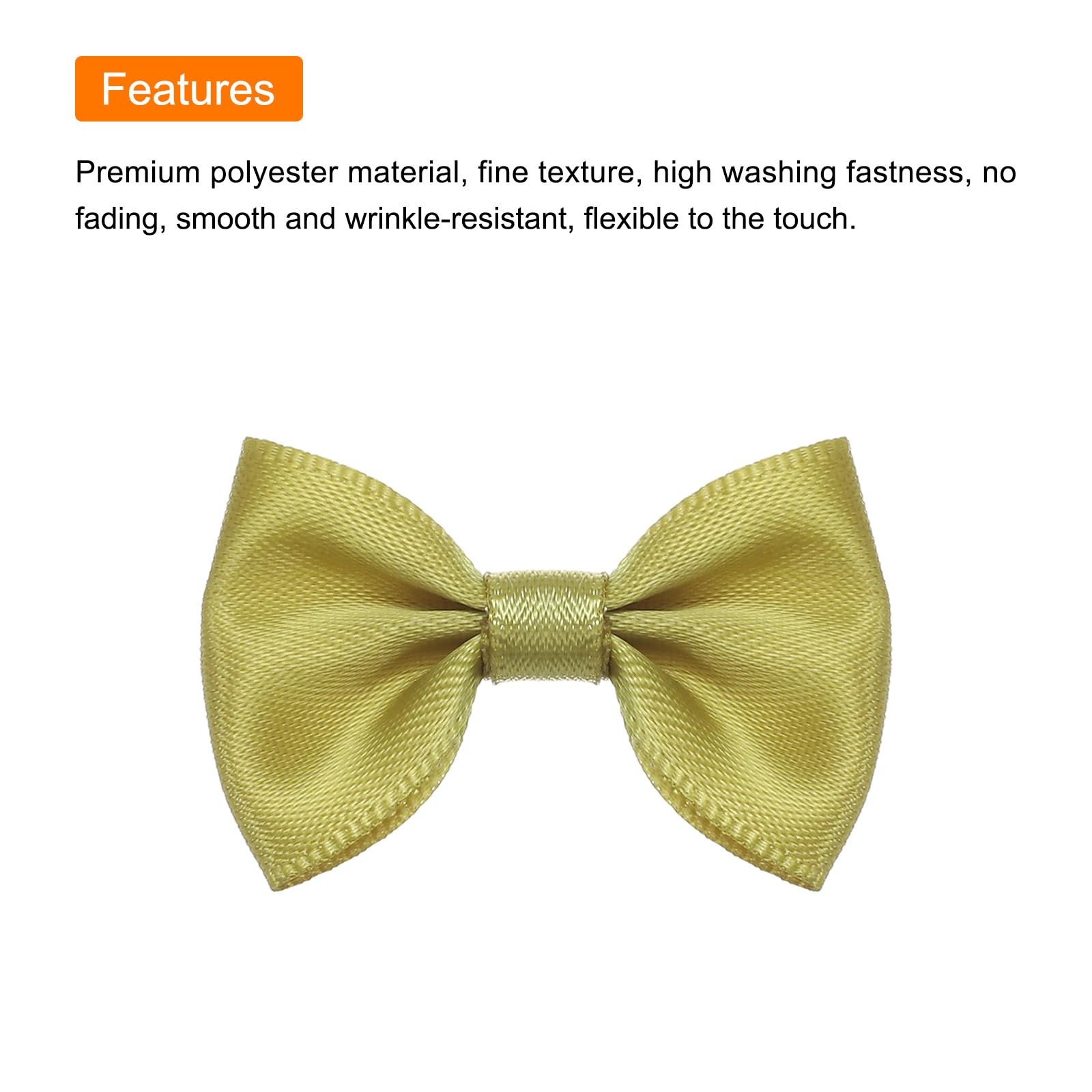30pcs Gold Bow Ties 1.5×1 Mini Bowknot for Crafting Little Satin Bows Bulk