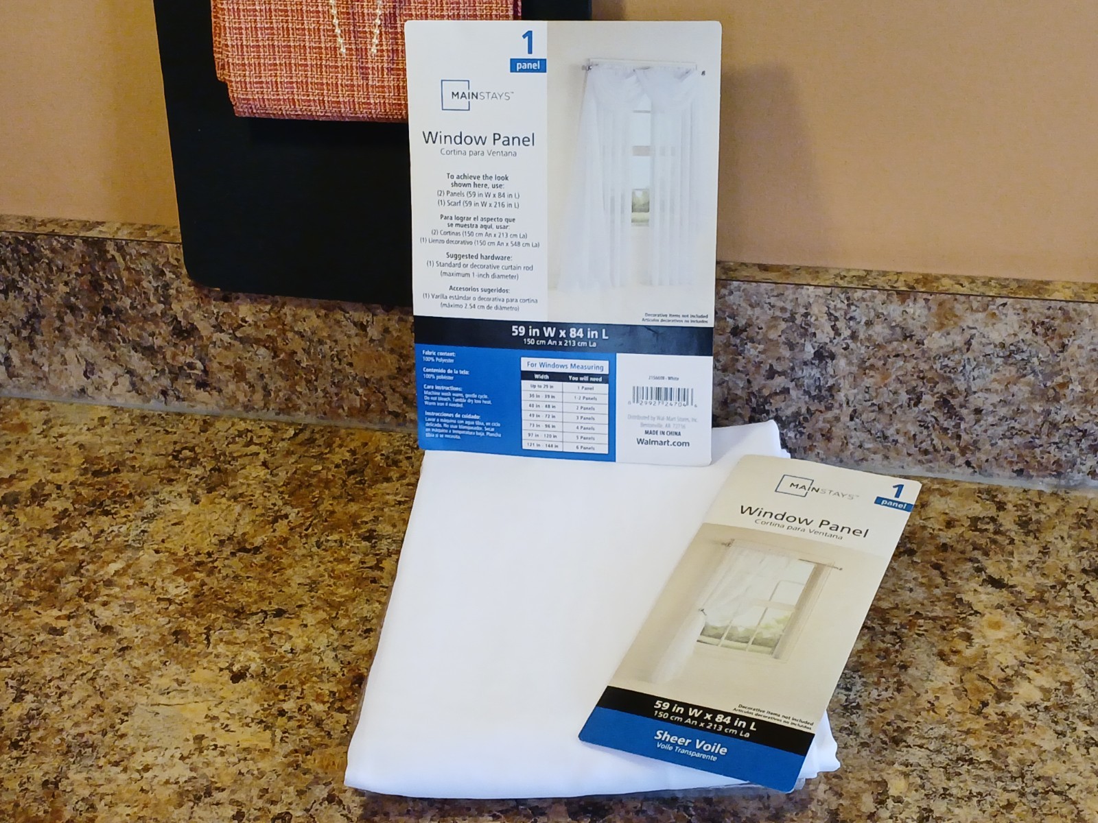 1 Mainstays Sheer Voile Window Panel 59″ wide x 84″ long White 100% Polyester