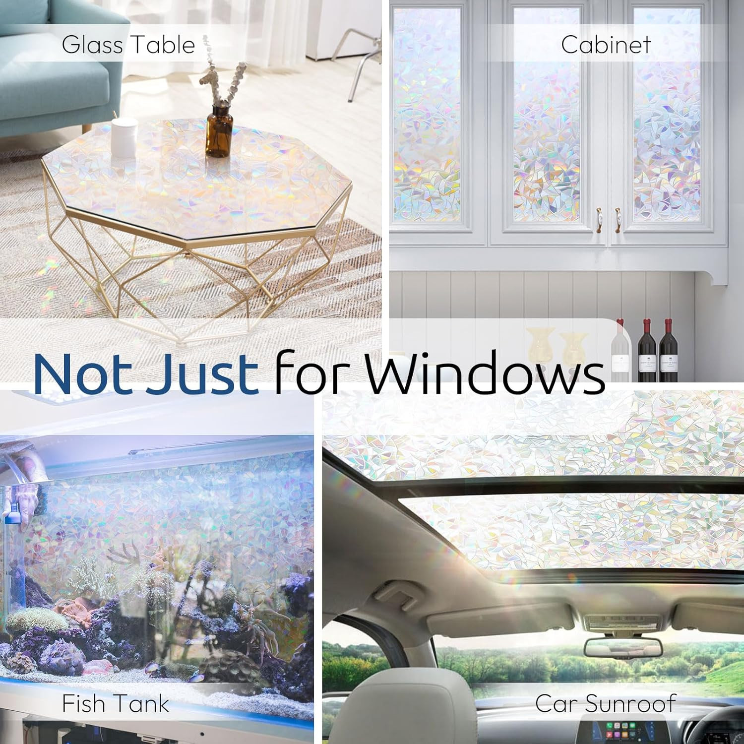 Window Privacy Film Rainbow Film Decorative Window Sticker, 3D Static Stained Gl