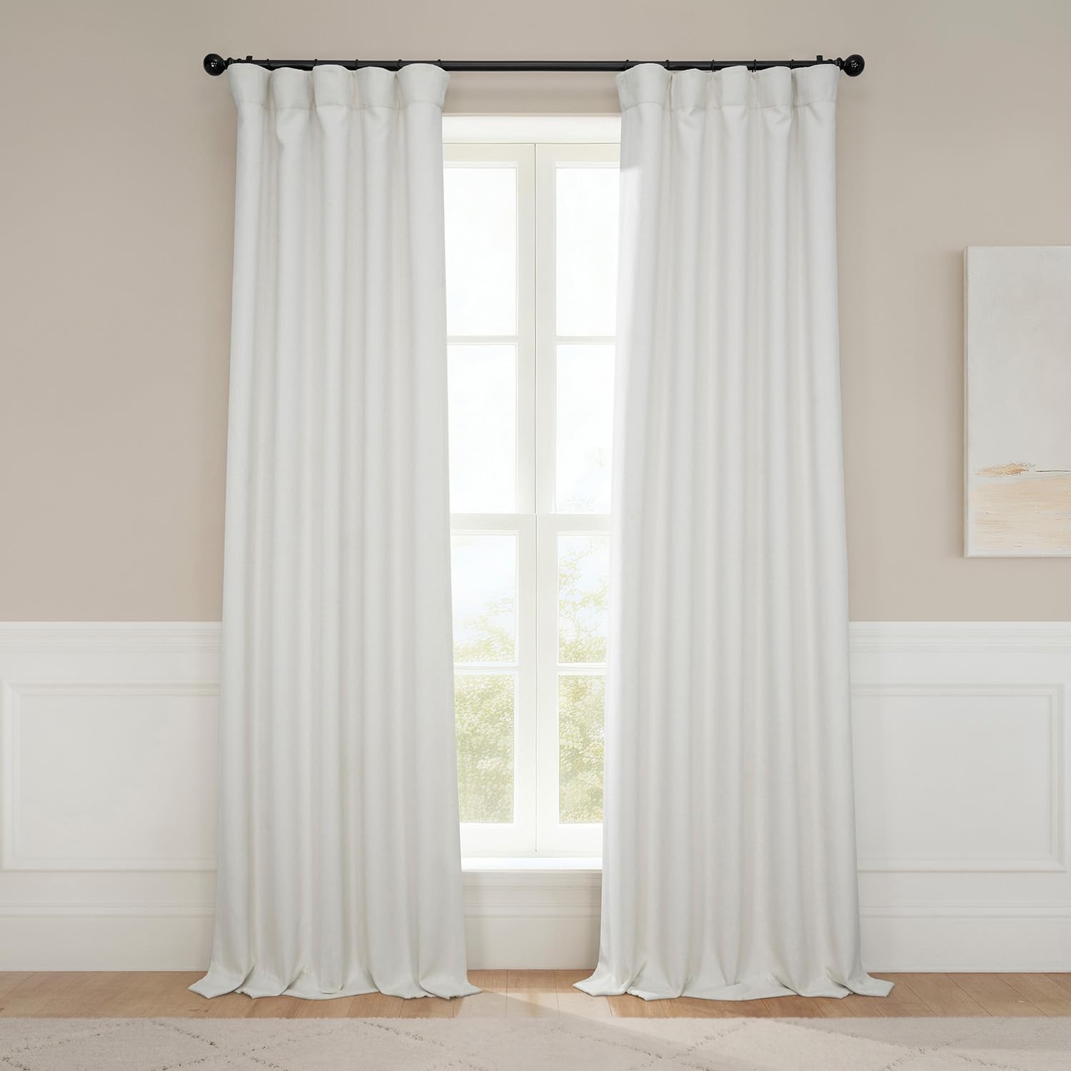 – Faux Linen Curtains for Living Room (1 Panel) – 50W X 96L – Textured Room D…