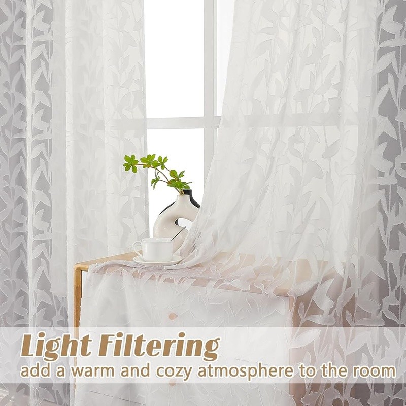 Light Filtering Sheer Curtains Rod Pocket Hanging Options Home Decoration New