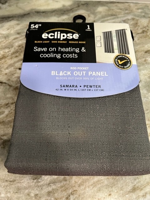 Eclipse Rod Pocket Black Out Panel 42 in W x 45 In L Samara Pewter NEW