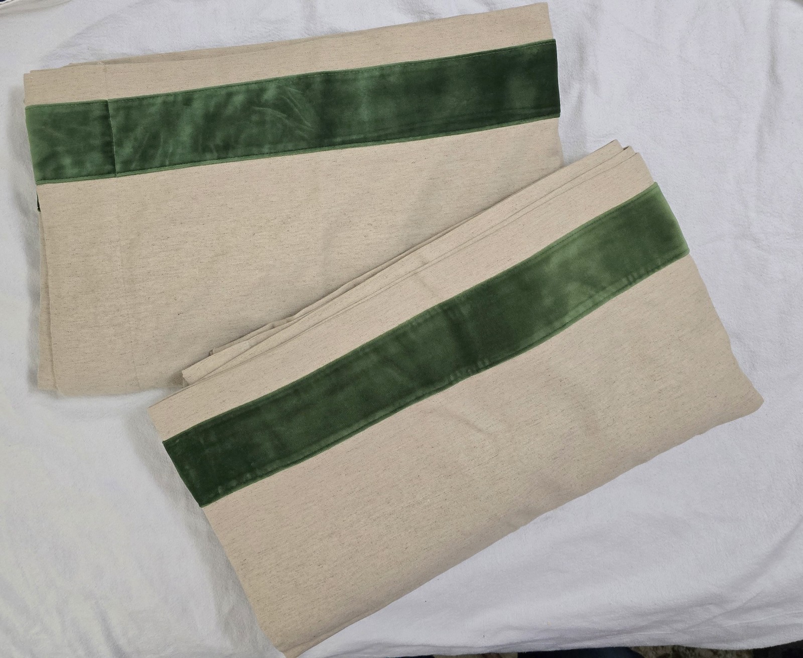 Ballard Designs Signature Velvet Trim Linen Curtain Set 50 X 84 Inch Pair NWOT