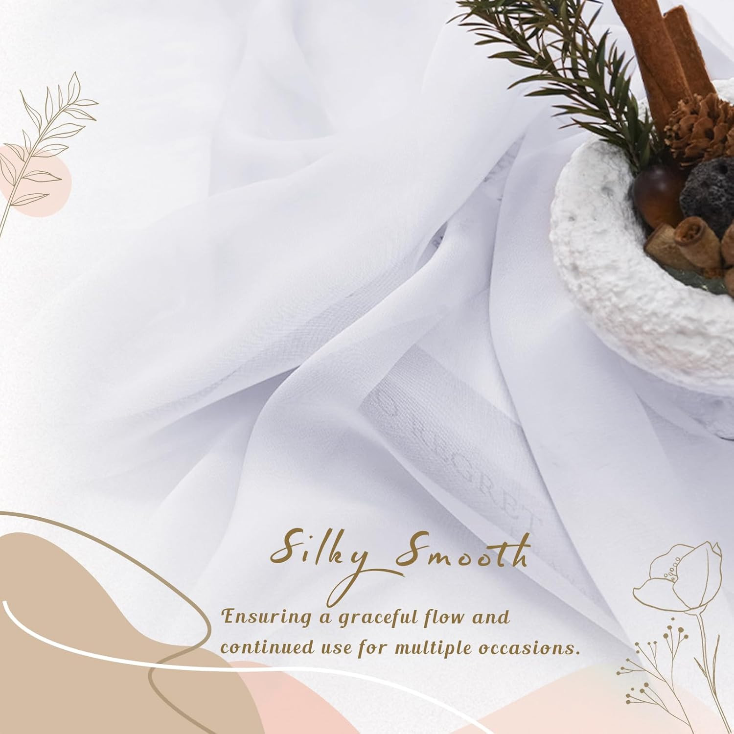 Chiffon Weeding Arch Draping Fabric White Drapes for Backdrop(1 Panel – 28″ X 19