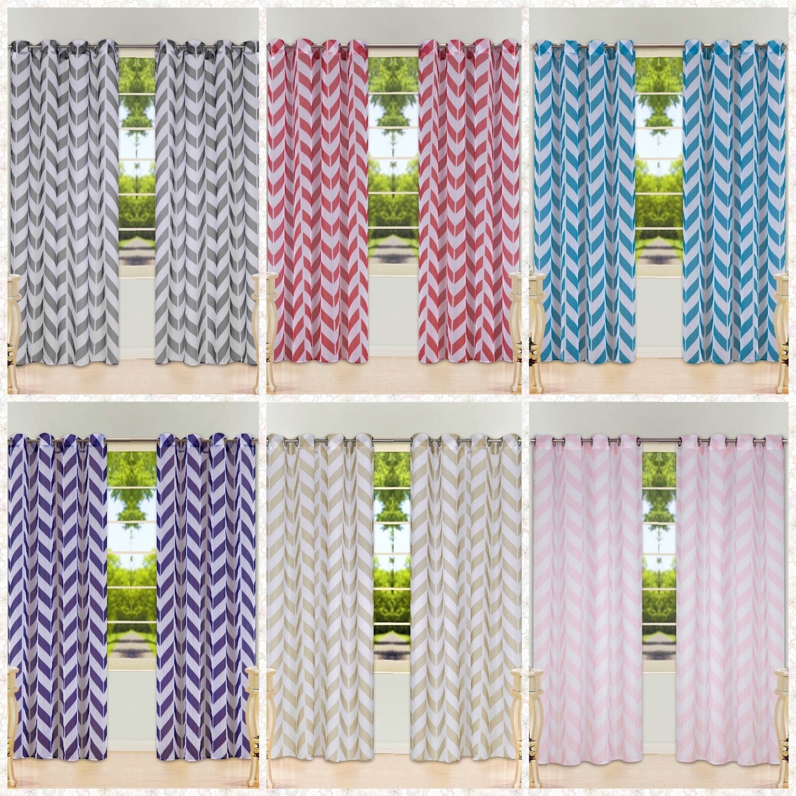 1 PC GEOMETRIC PRINTED GROMMET VOILE SHEER PANEL WINDOW CURTAIN TREATMENT #S38