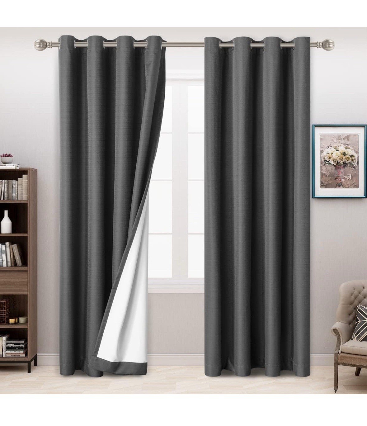 LORDTEX Linen Look Textured Blackout Curtains with Thermal Insulated