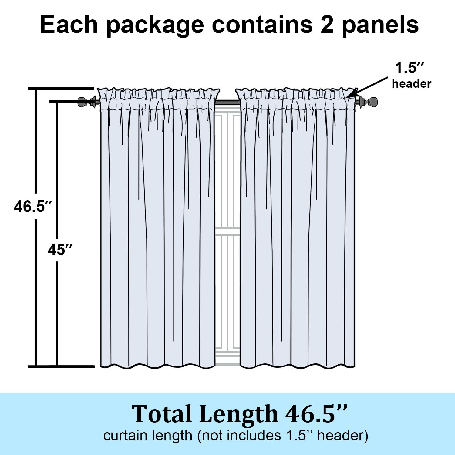 Semi Sheer White Curtains 45 Inch Length 2 Panels, Geometric Jacquard Clip Te…