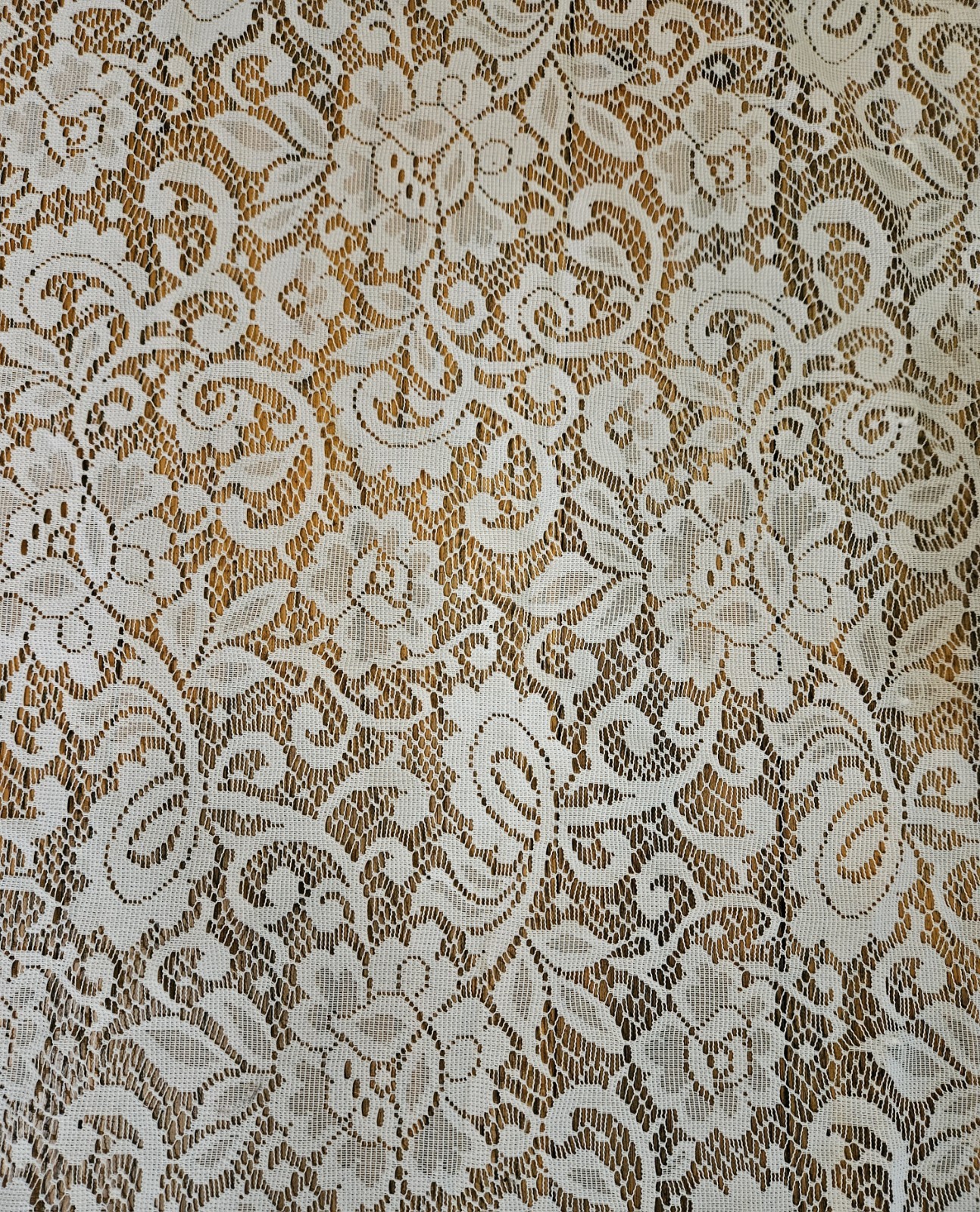 Vtg Pair of Adjustable White Sheer Floral Pattern Ruffled Curtain Panels 60″x62″