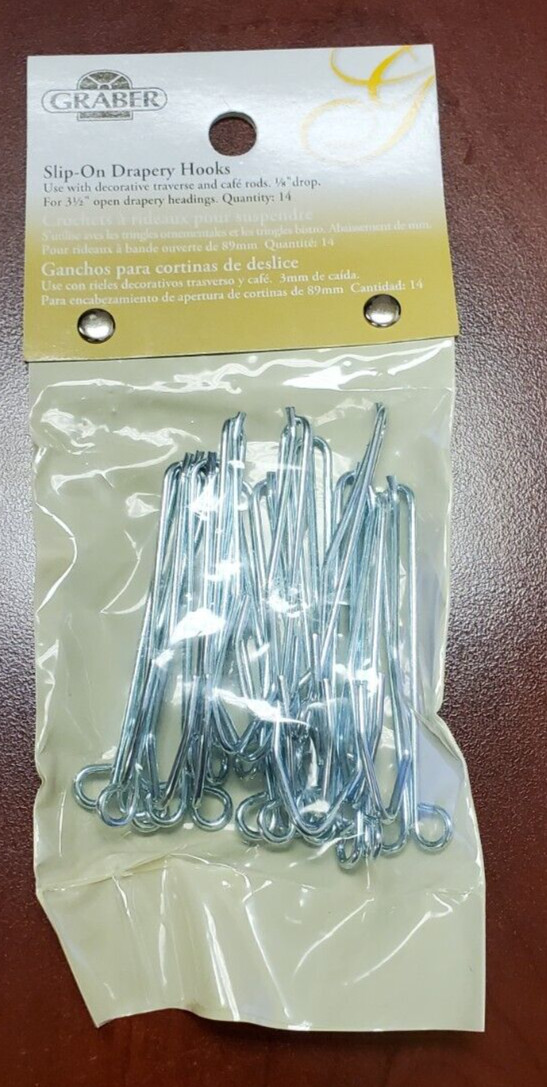 Graber 3-Inch Slip On Drapery Hooks with 1/8-Inch Drop – Set of 14 (7-230-0)