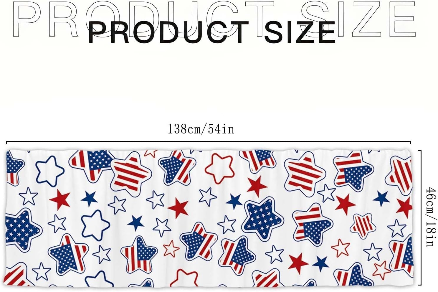 Easy Install 54×18 Red Blue Star Kitchen and Bedroom Curtains – Machine Washable