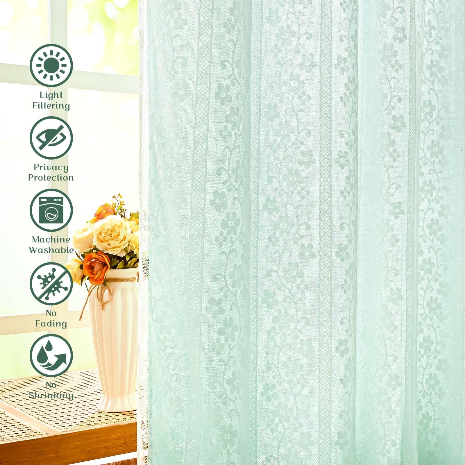 ASPMIZ Linen Curtains for Bedroom Double 52″W x 63″L (Pack of 2), Mint Green