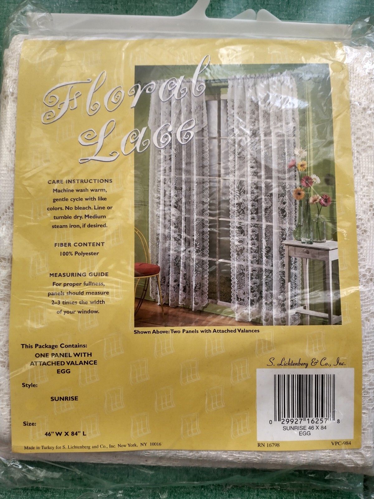 2 Vtg Lichtenberg & Co Sunrise Lace Panel Curtains 46″x 84″ Floral Motif Egg NIP
