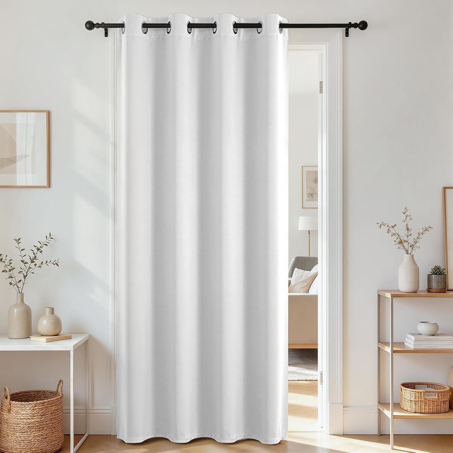 Blackout Door Curtain for Doorway Privacy 72 Inches Long, Grommet Closet Curtain