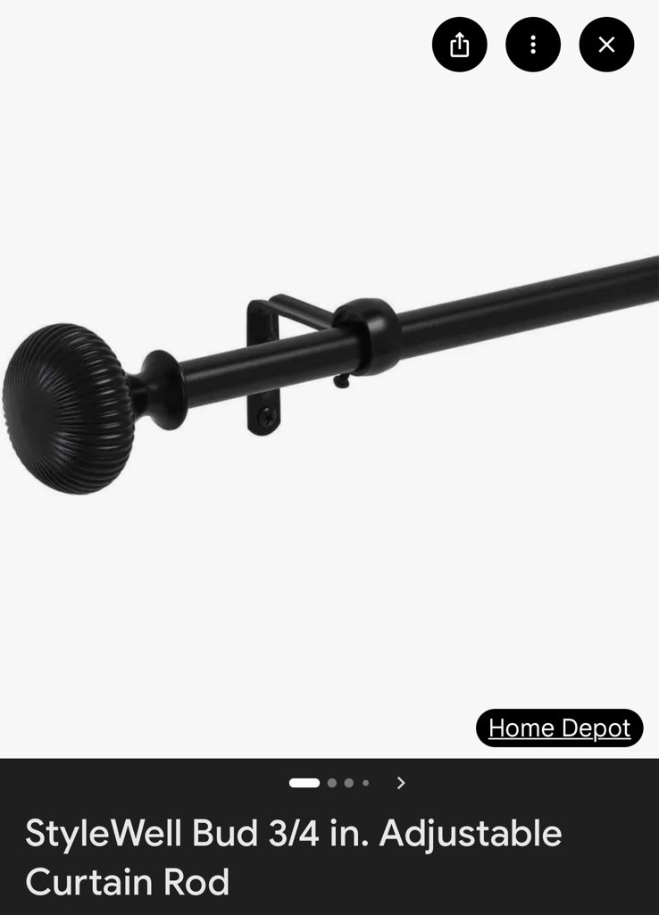 Stylewell Drapery Curtain Rod Matte Black 36 Inch To 66 Inch SET OF TWO