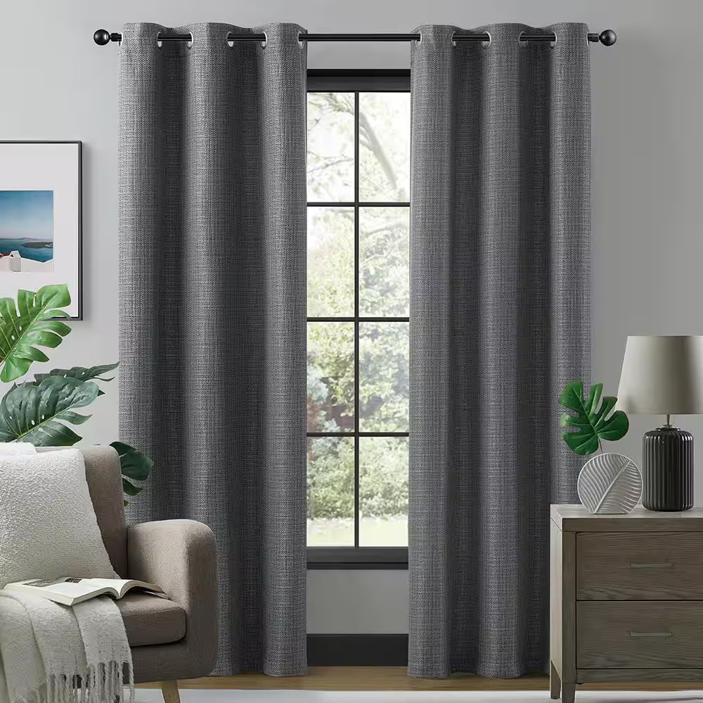Morgan Gray 38 In. W X 84 In. L Grommet Room Darkening Curtain (Single Panel)