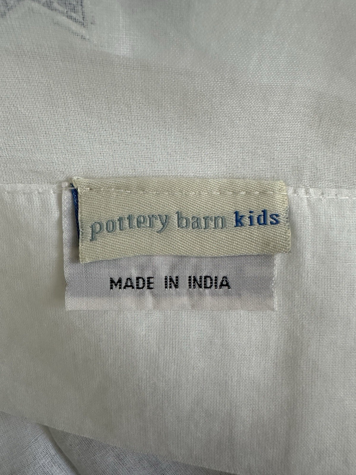Pottery Barn Kids PATCHWORK Star Sheer Panel 44×44 Embroidered White Blue Stars