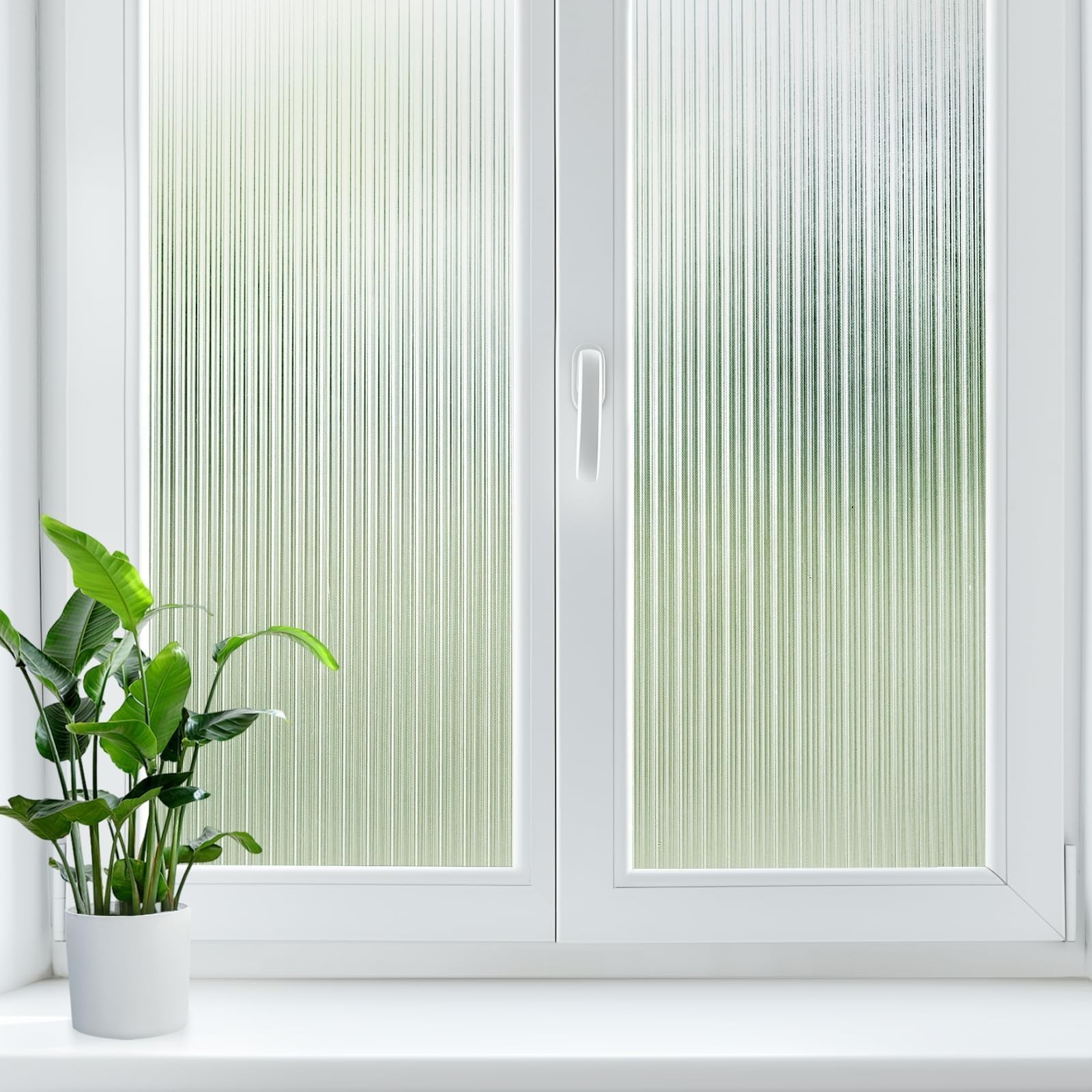 LUTE Reeded Glass Window Privacy Film, Frosted 17.5″ x 78.7″, Clear