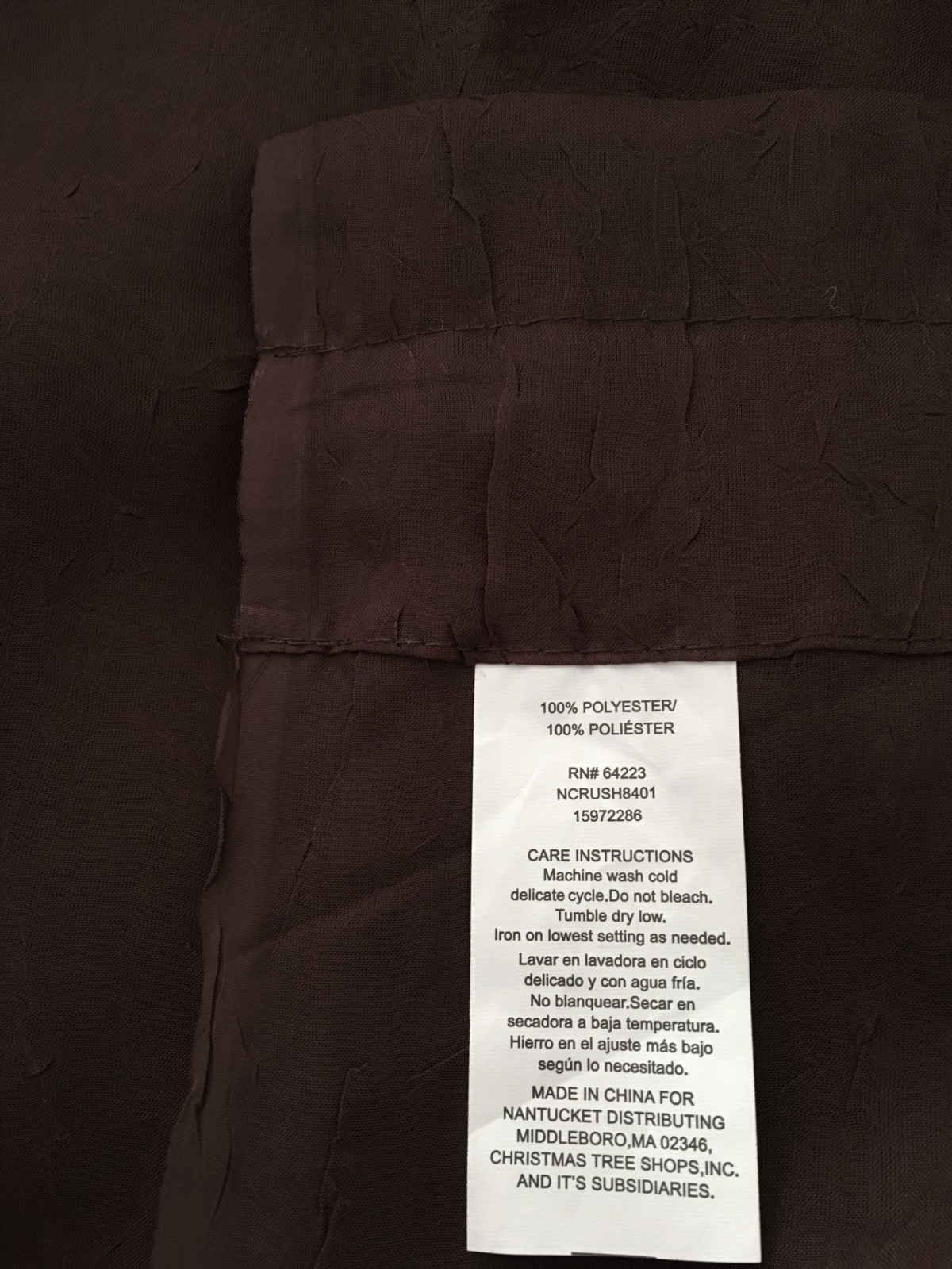 🔴 NEW Dark Brown Window Curtains 2 Panels Krinkle Fabric 84″ Dark Brown NWOT