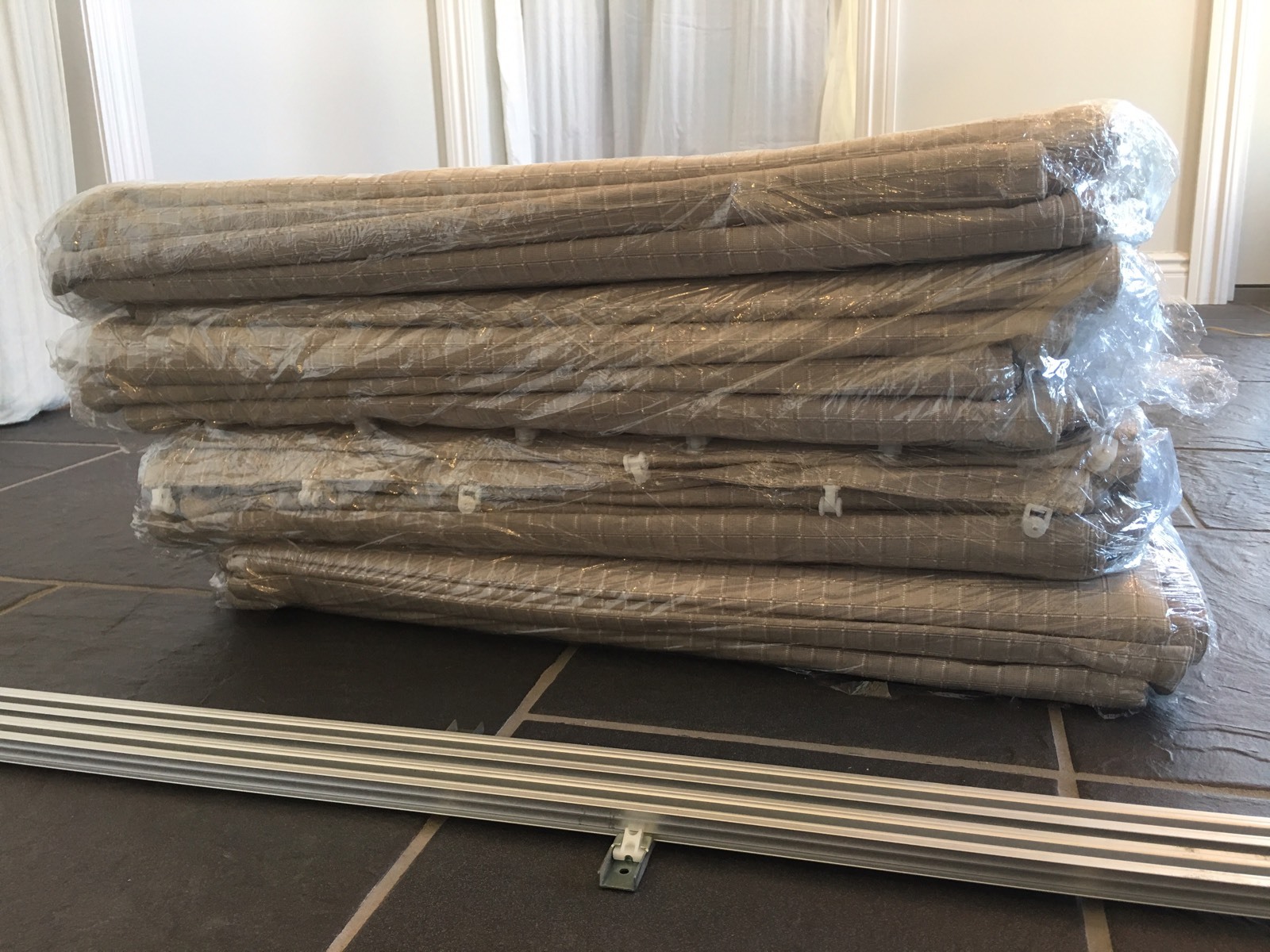 Set of 16 Silk Blend Curtain Panels Custom Drapes Window Treatments w/ 8 Rails