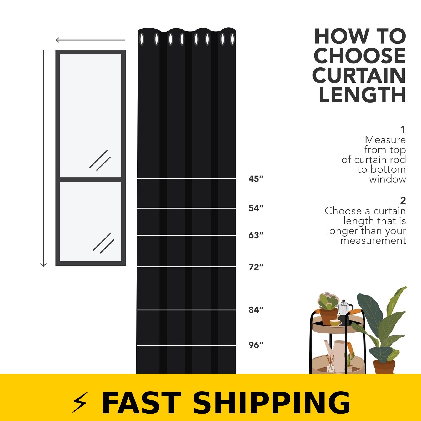 Deconovo Blackout Curtains 52×72 inch – 2 Panels, Grommet, Black