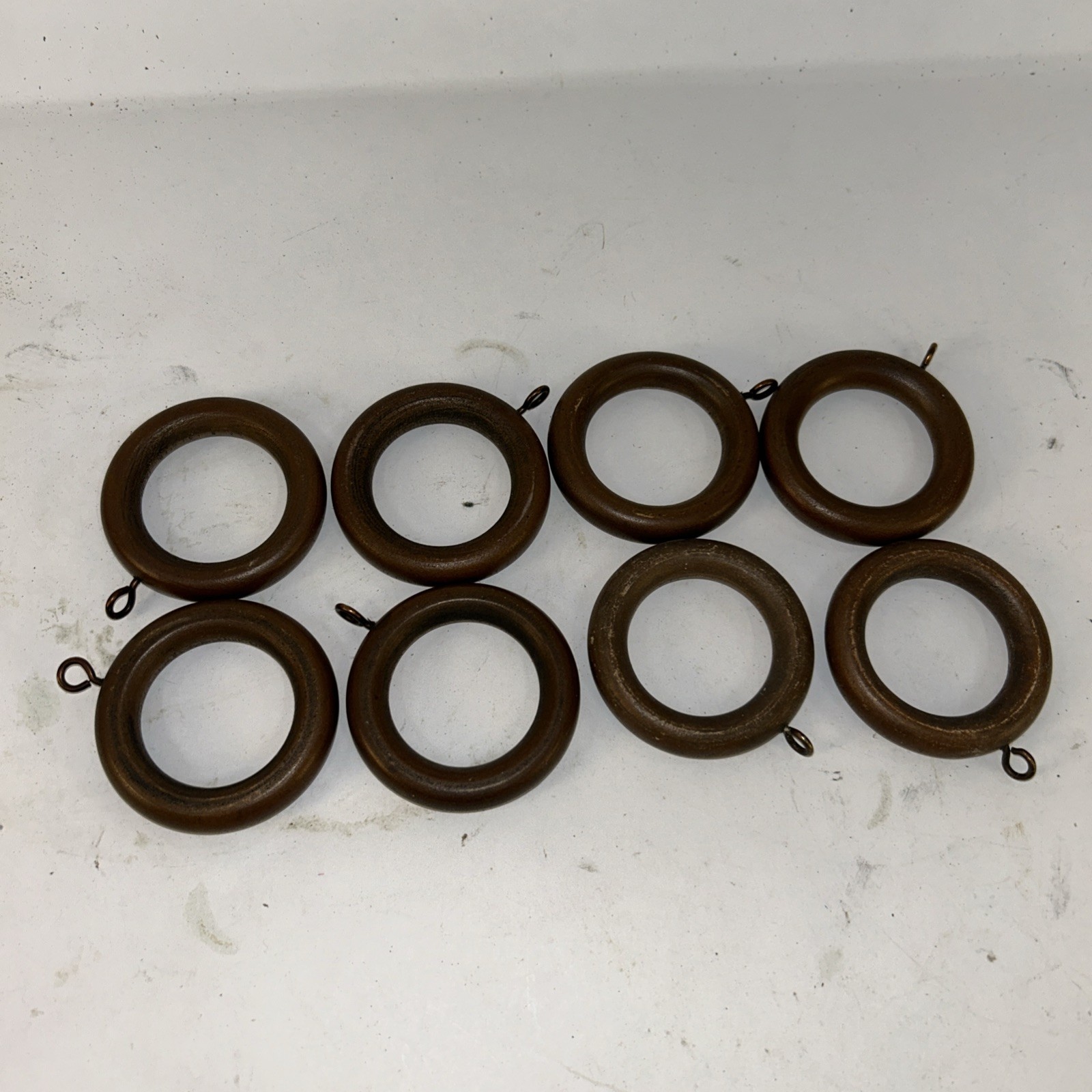 Dark Brown Wood Drapery Rings Small Set of 8
