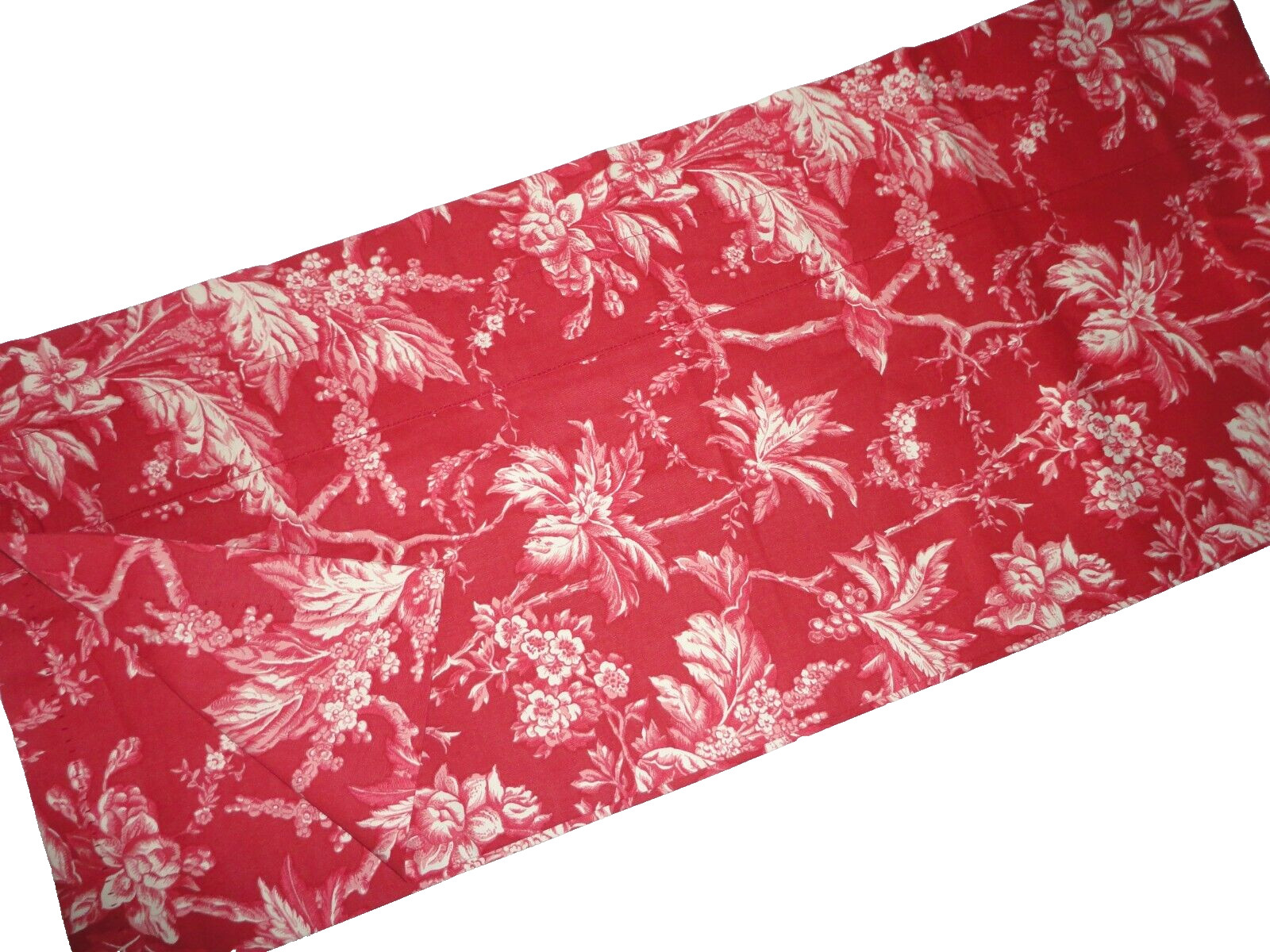 MARTHA STEWART FRENCH RED & WHITE FLORAL (1) BLOUSON TAILORED VALANCE 17 X 84