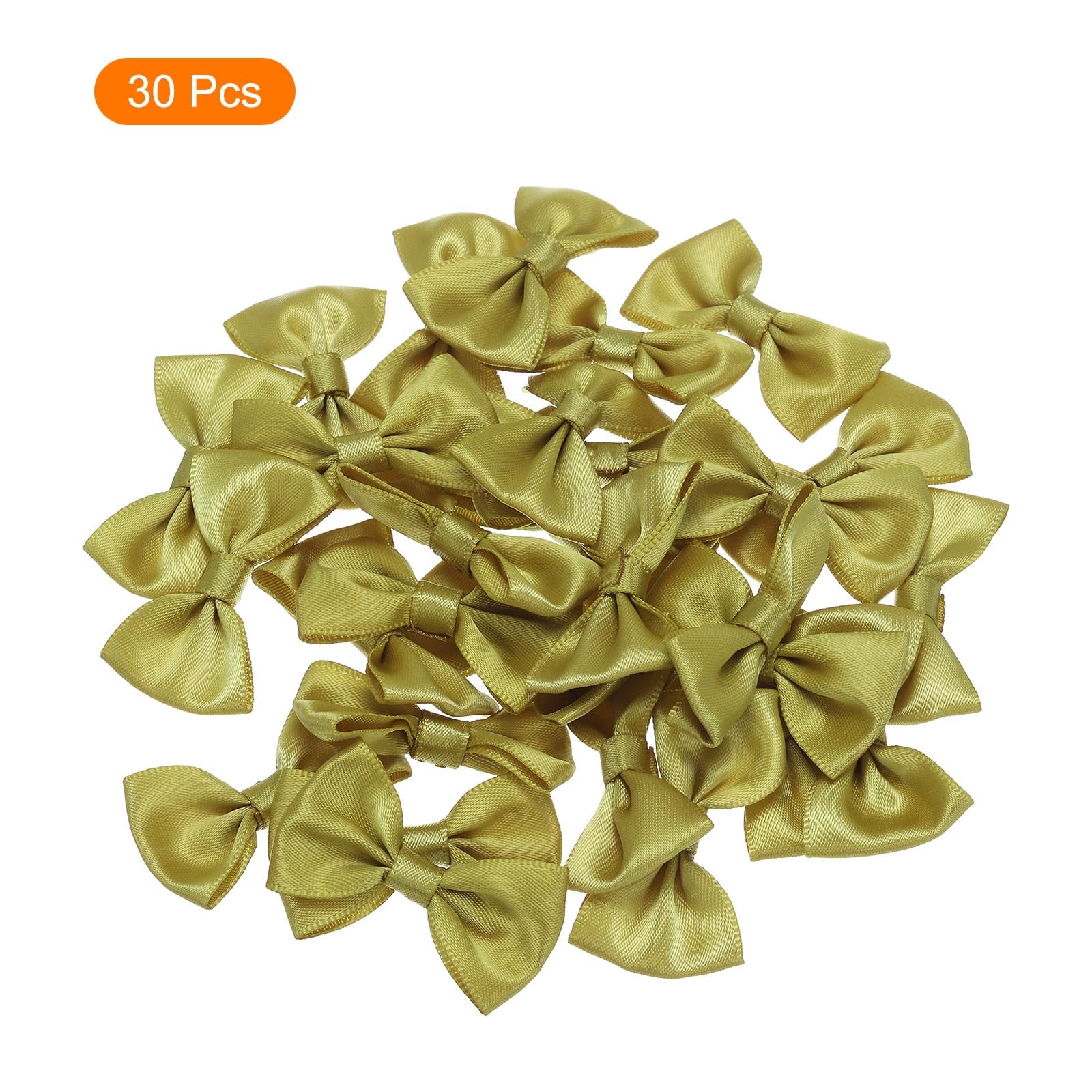 30pcs Gold Bow Ties 1.5×1 Mini Bowknot for Crafting Little Satin Bows Bulk